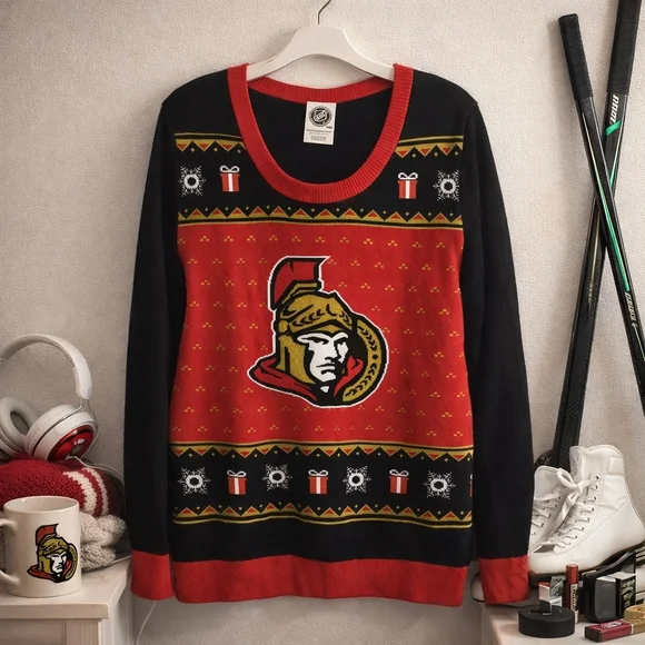 NHL Ottawa Senators Knit Sweater XL Women Holiday Ugly Christmas - Picture 1 of 6
